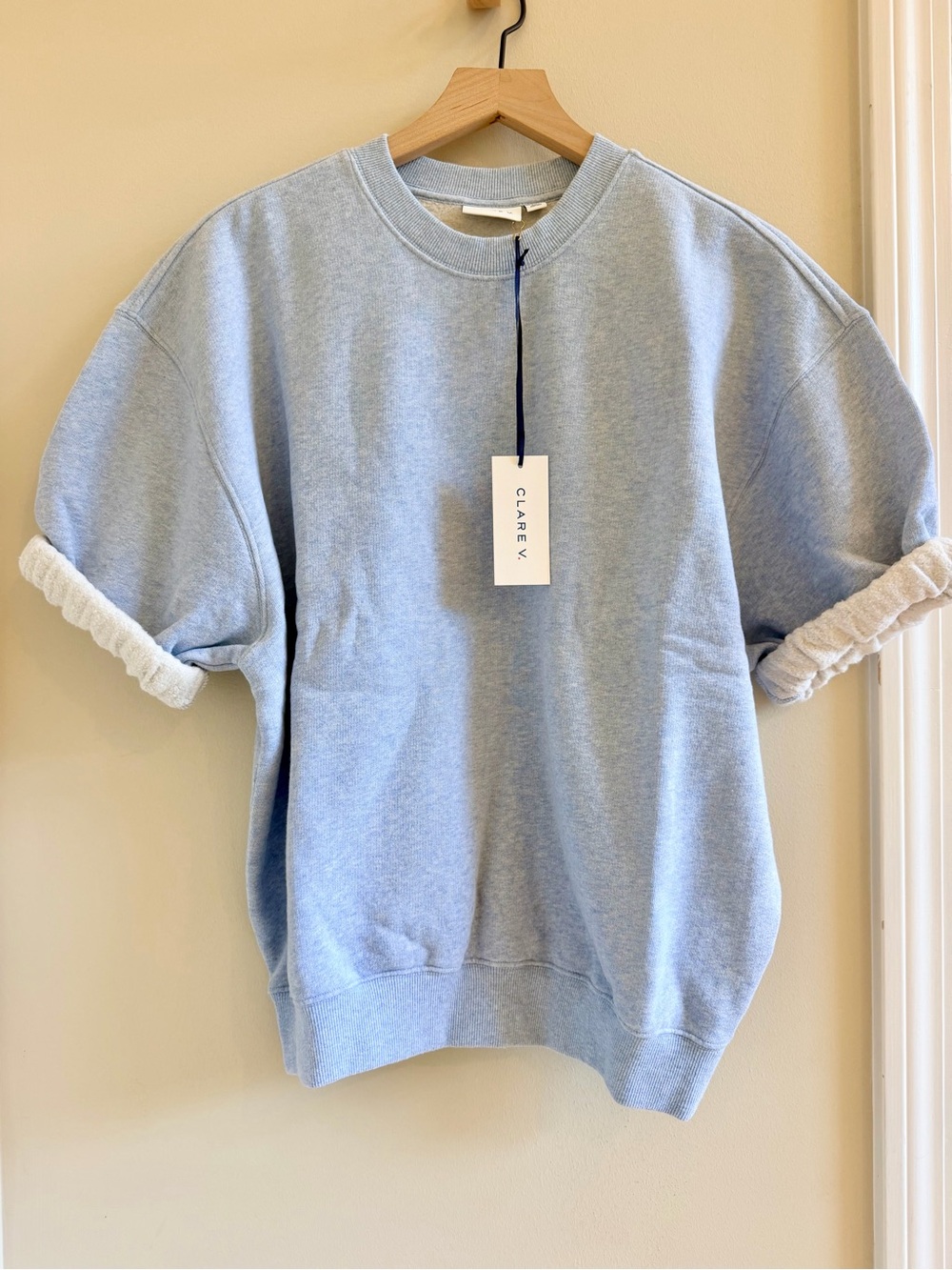 Clare V Sweatshirt Top Heather blue NWT SMALL $175 - Picture 1 of 11